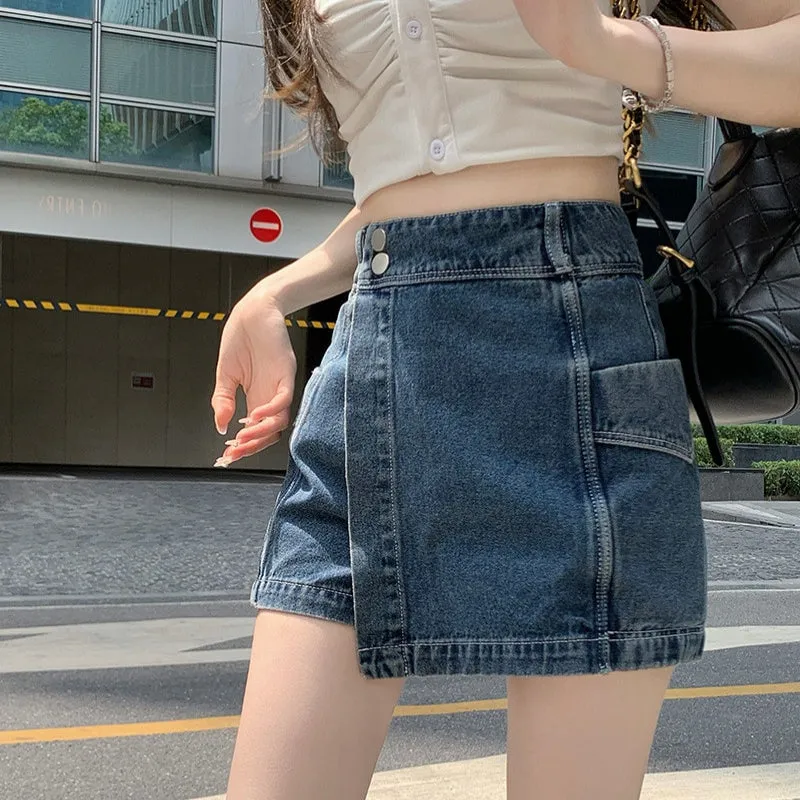 High-Waisted Casual Women's Mini Denim Short Skirt