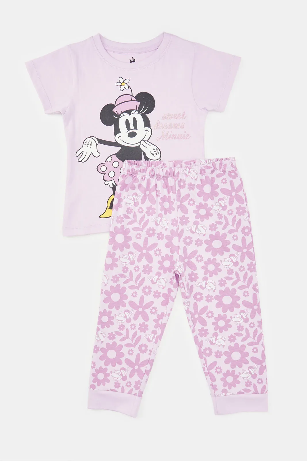 Infant Girls Lilac And White Minnie Mouse Pyjama Set (2 Piece)