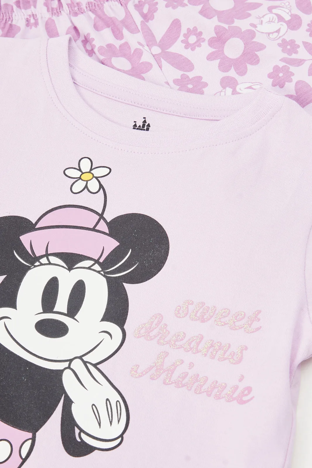 Infant Girls Lilac And White Minnie Mouse Pyjama Set (2 Piece)