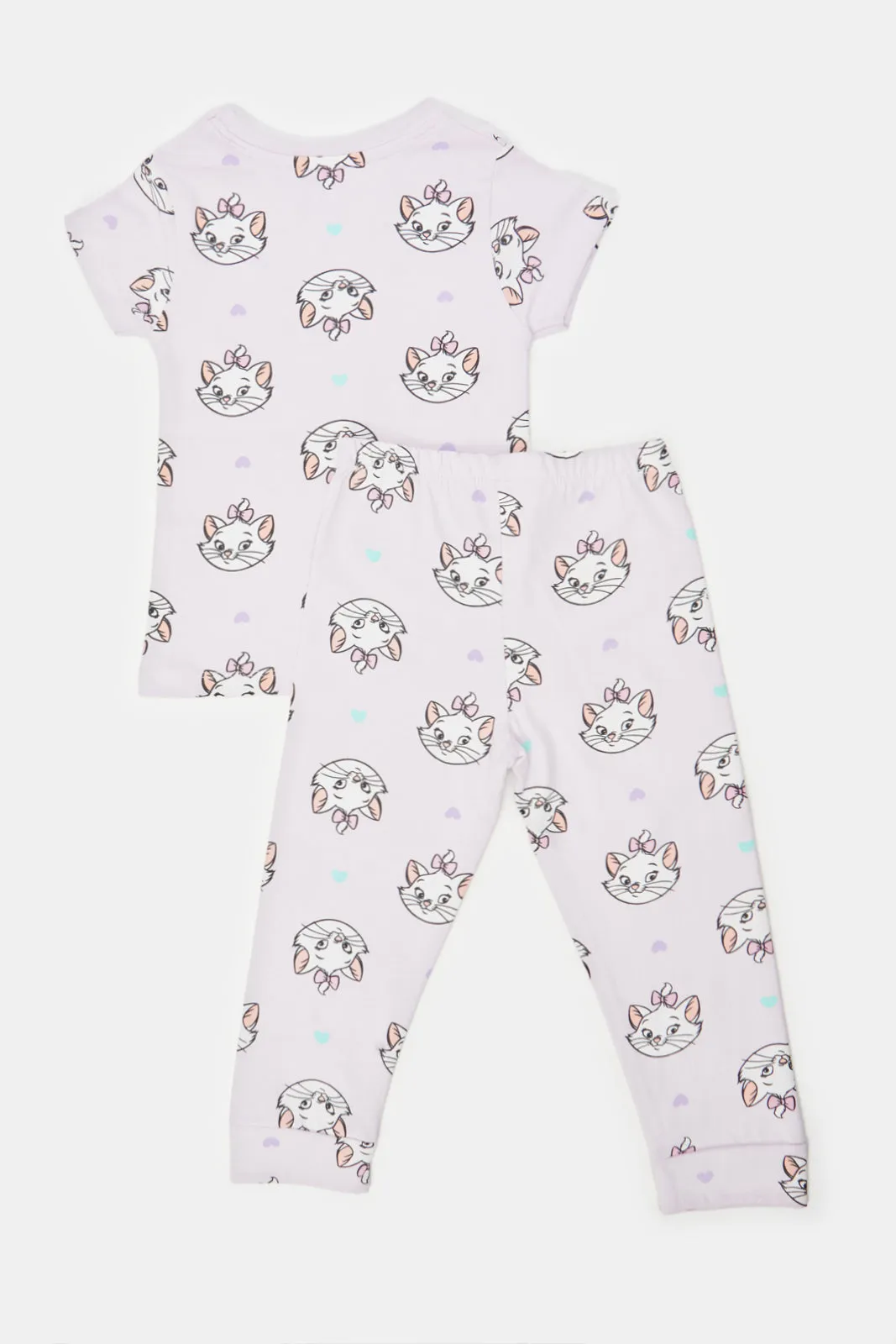 Infant Girls Lilac Marie Cat Print Pyjama Set (2 Piece)