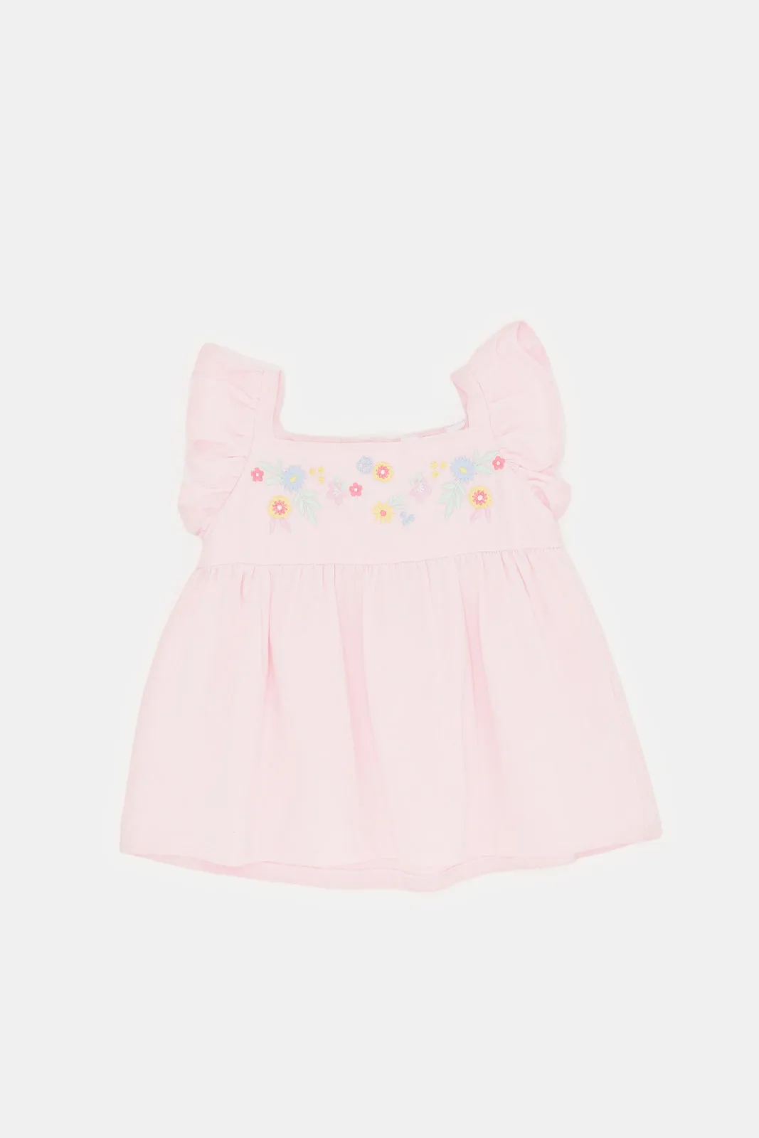 Infant Girls Pink Embroidered Blouse