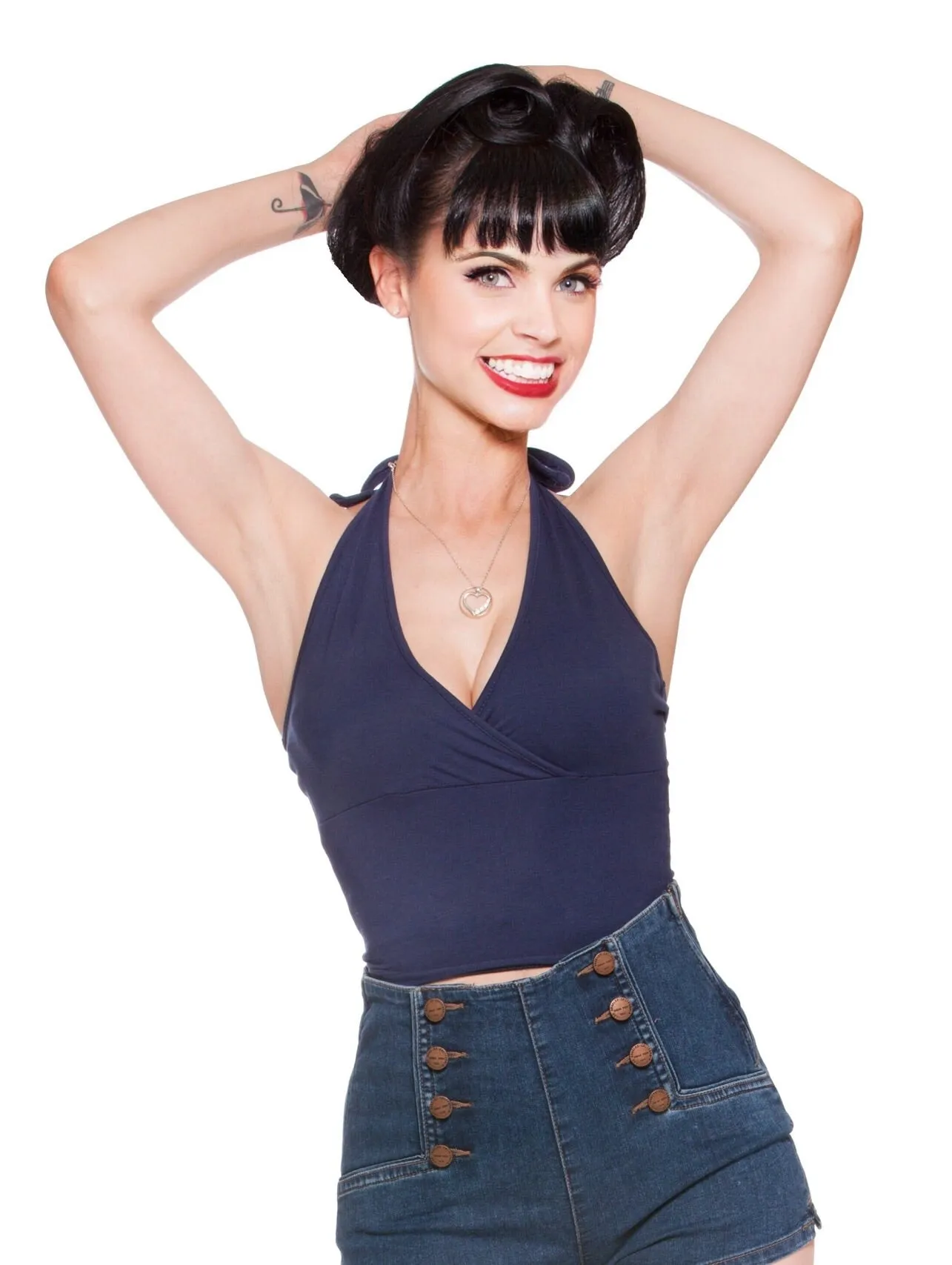 Kinny & Howie Crossover Bust Crop Halter Available in Navy, White & Black