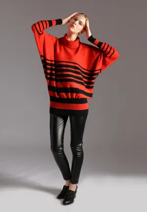 Ladies Oversized Striped Sweater