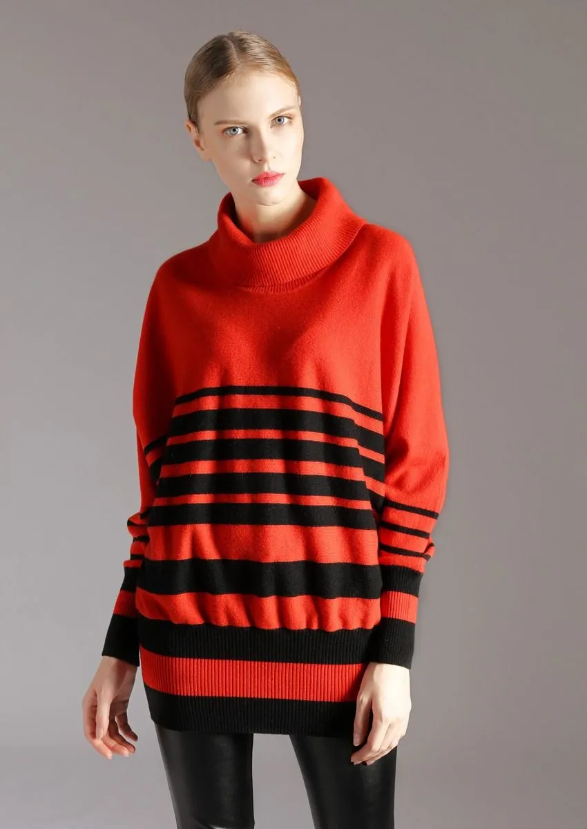 Ladies Oversized Striped Sweater