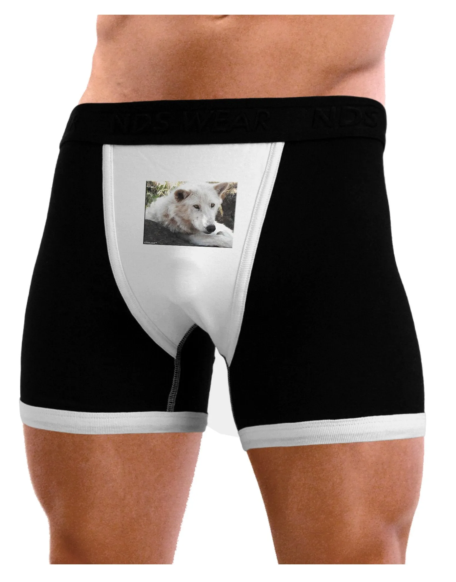 Laying White Wolf Mens Boxer Brief Underwear