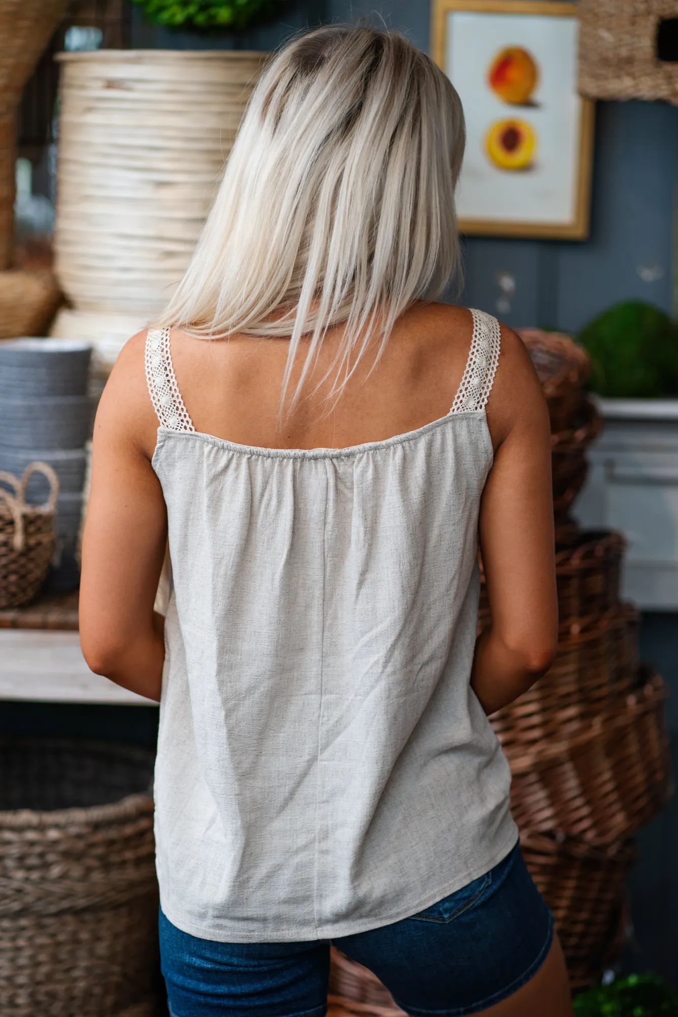 Linen Crochet Cami