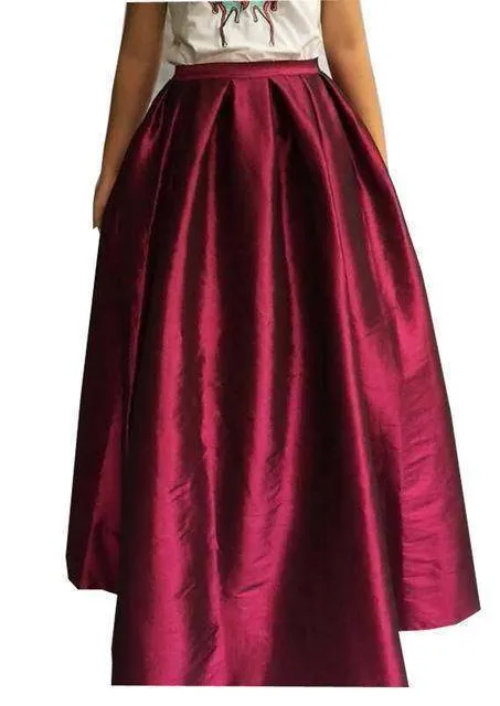 Maxi Long Skirt Floor Length Ladies High Waisted Skirts  (US 4-20W)