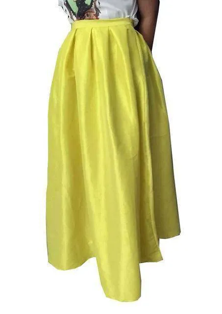 Maxi Long Skirt Floor Length Ladies High Waisted Skirts  (US 4-20W)