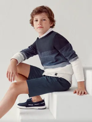 Mayoral Boys Ecofriends Navy and White Striped Sweater