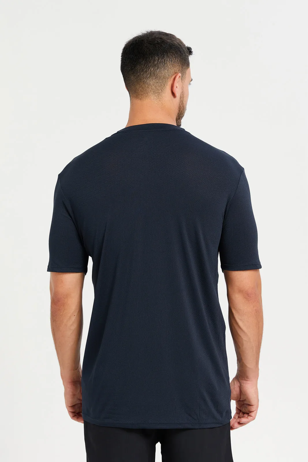 Men Black Plain Active Henley T-Shirt