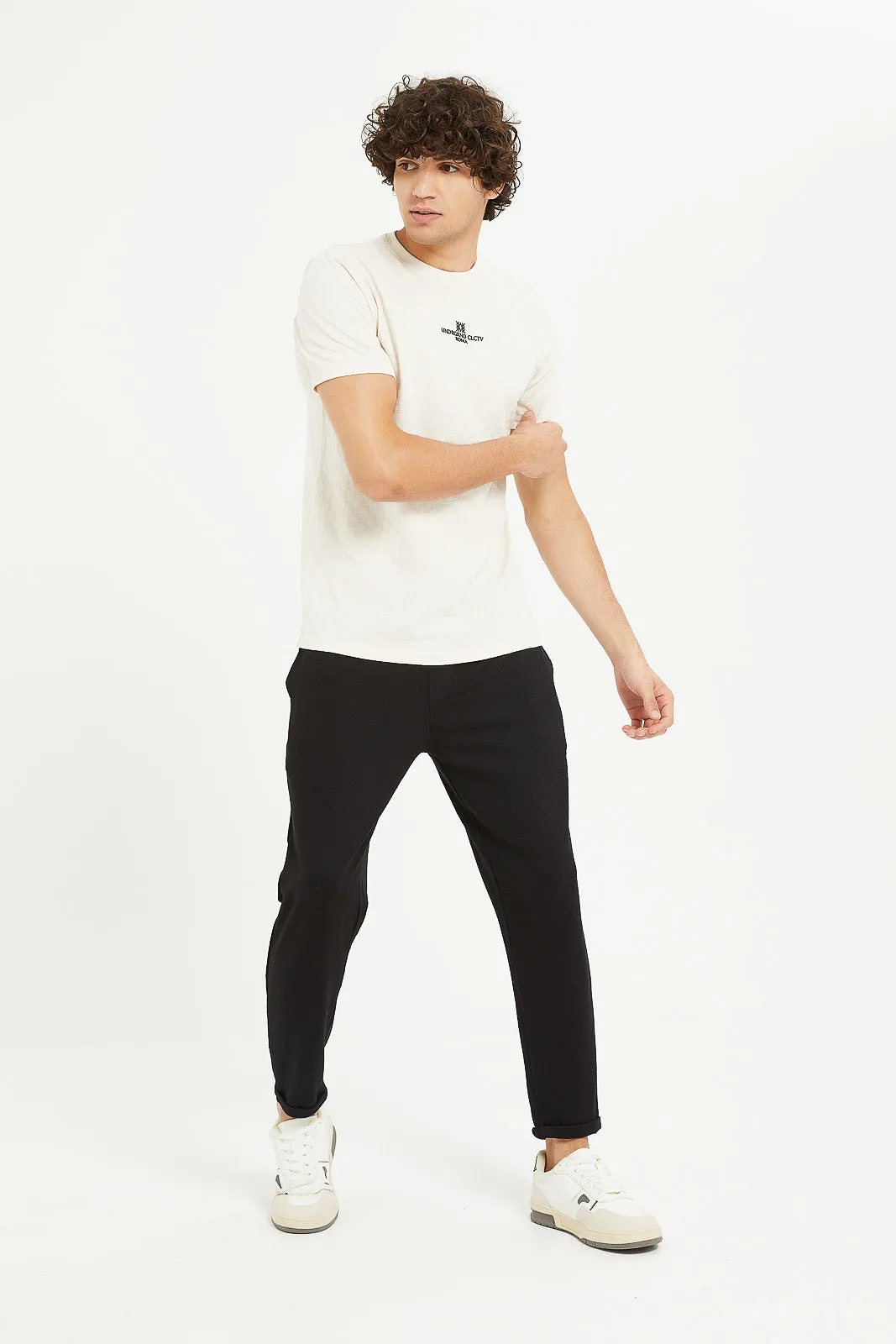 Men Black Pull On Jog Trousers