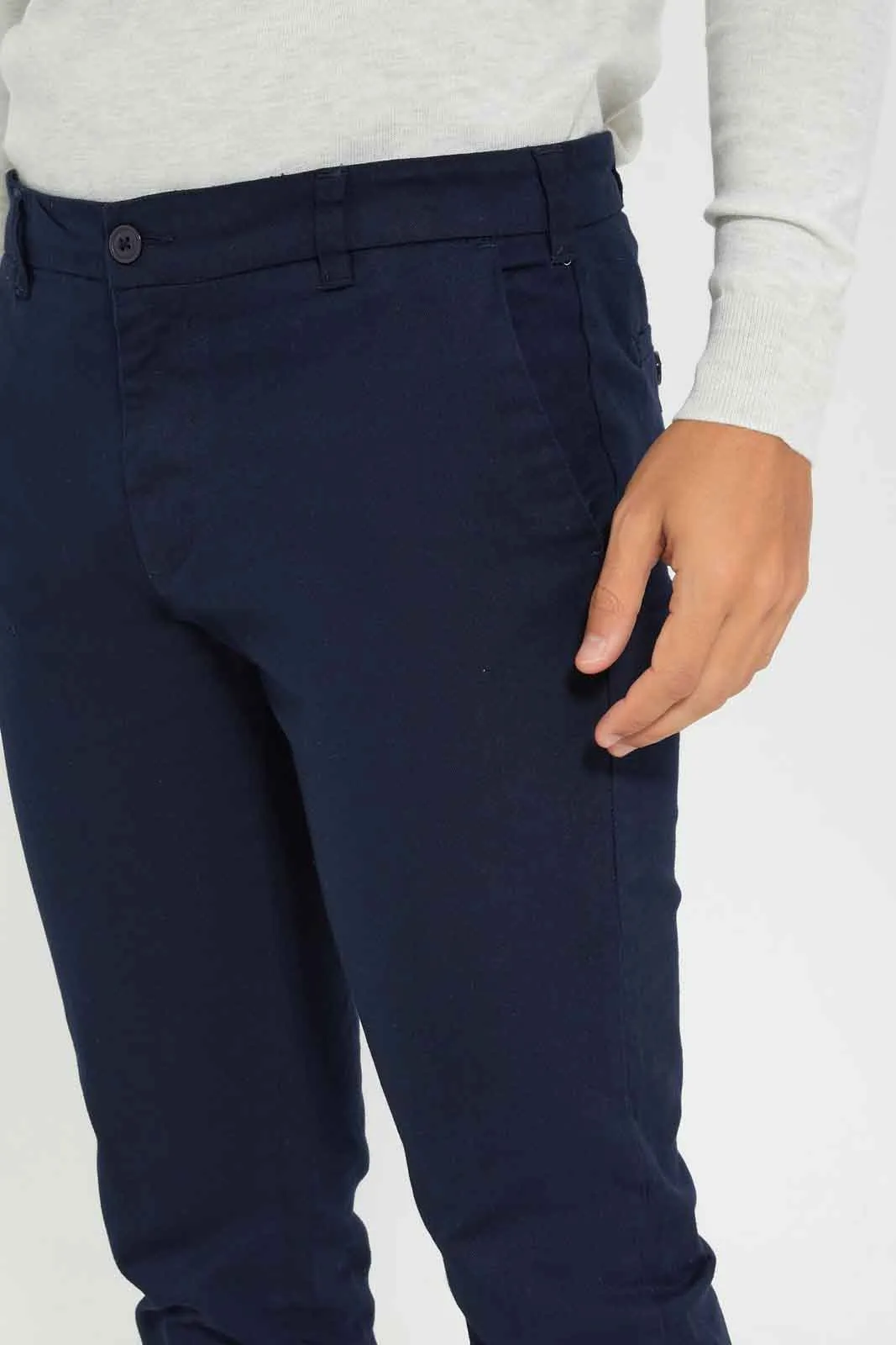 Men Navy Straight Fit Chino