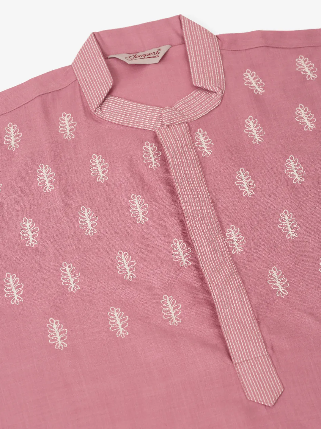 Men'S Magenta Pink Embroidered Kurtas