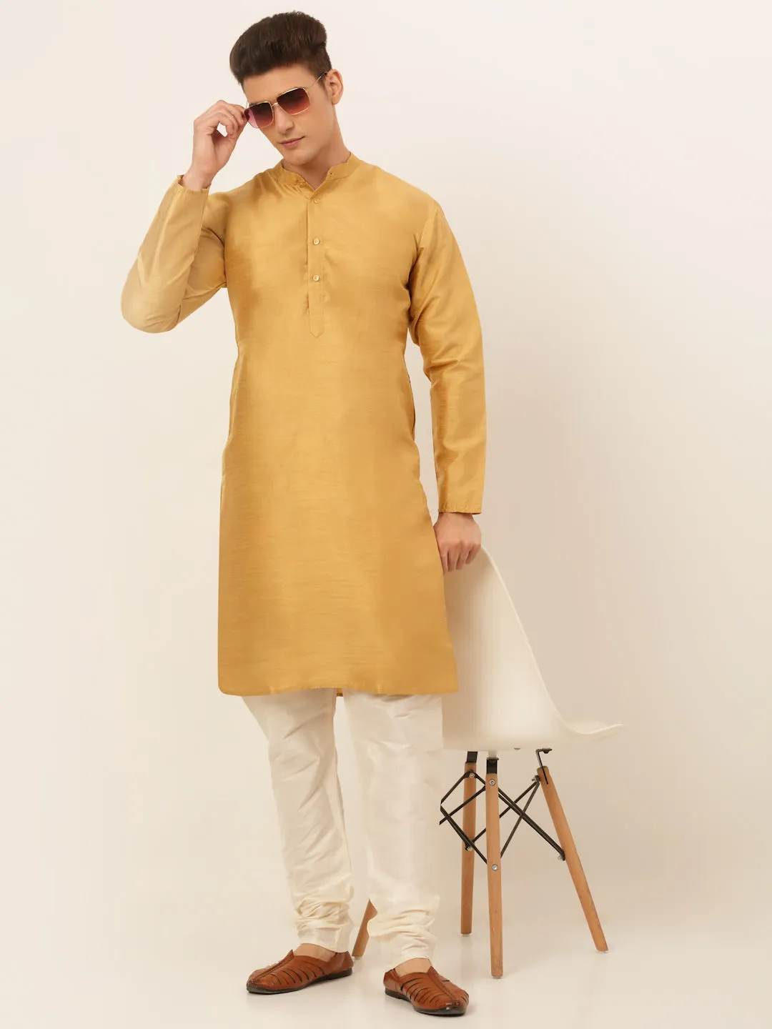 Men'S Solid Dupion Silk Kurta Payjama Set