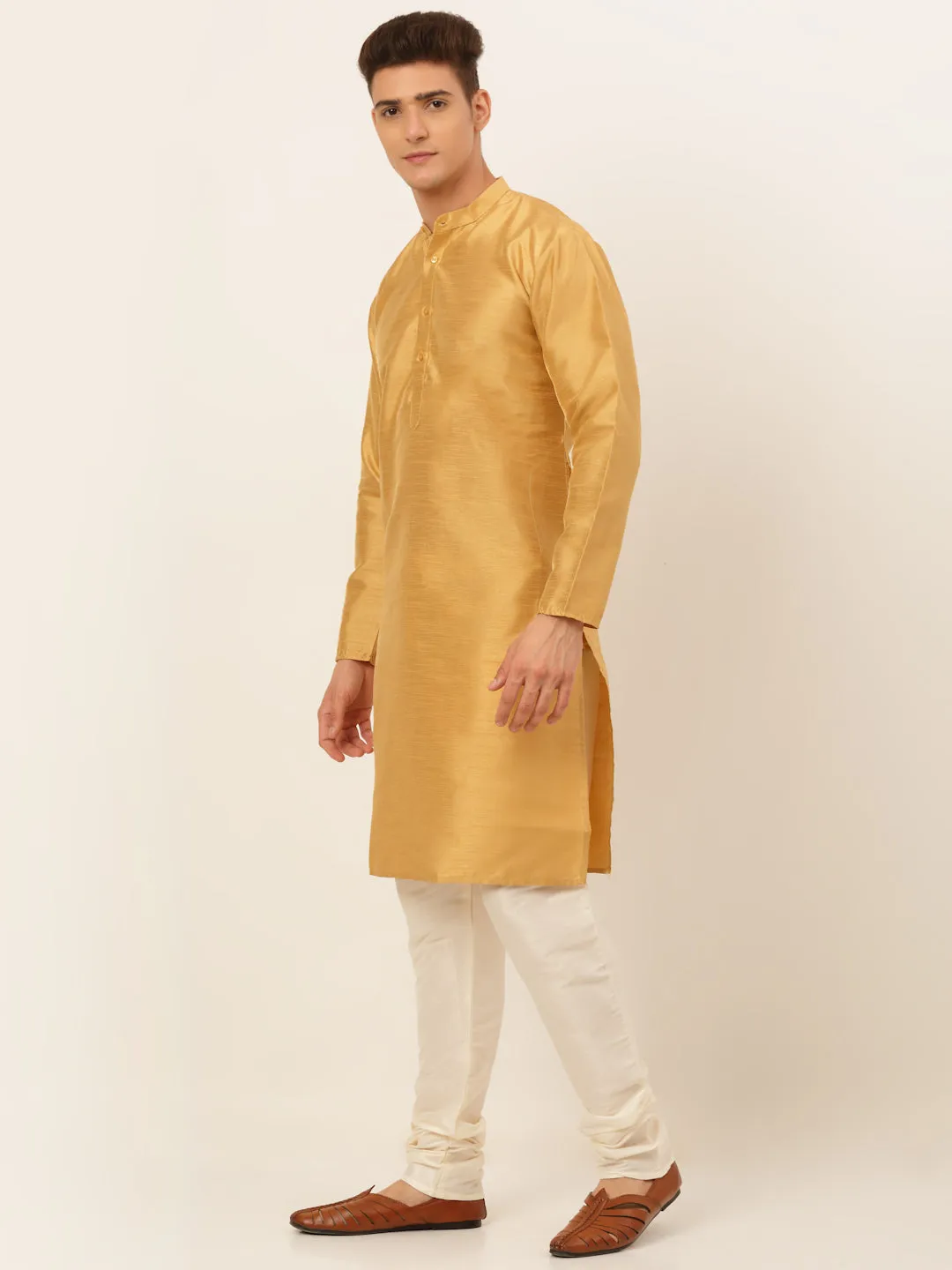 Men'S Solid Dupion Silk Kurta Payjama Set