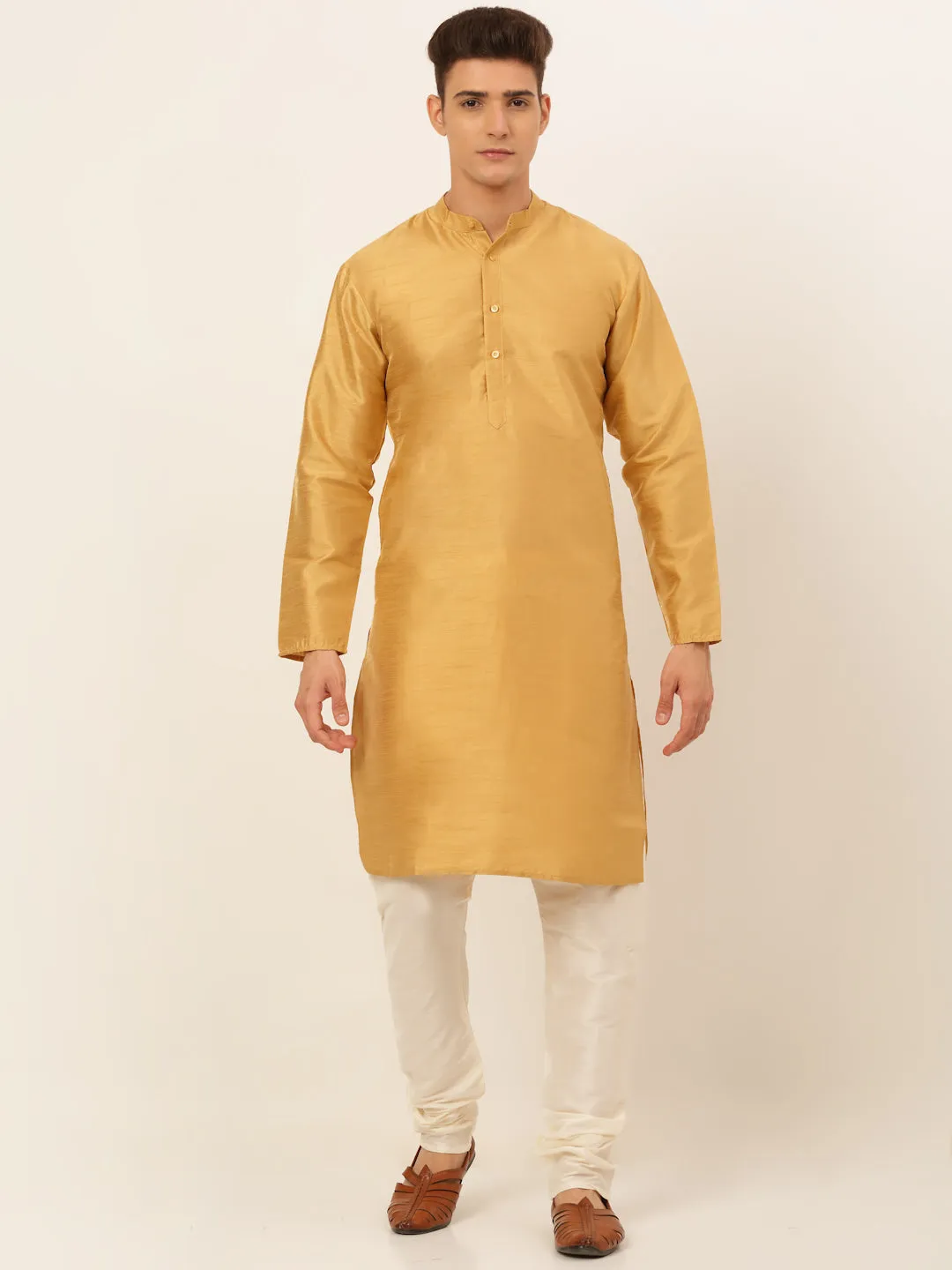 Men'S Solid Dupion Silk Kurta Payjama Set