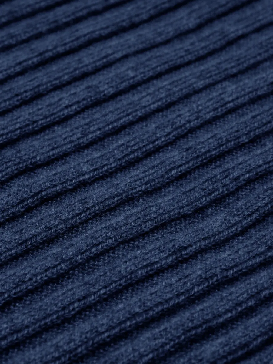 Napoli (navy blue) - 100% cashmere ribbed scarf (unisex)