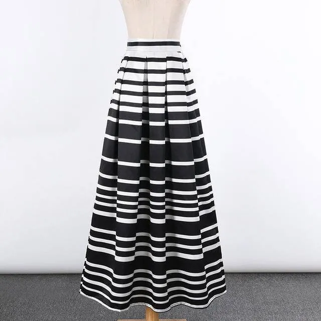 New Satin Women 100cm High Waist Flared Maxi Skirts Peach Blossom Printed Pleated Floor Length Long Skirts Saias SP041