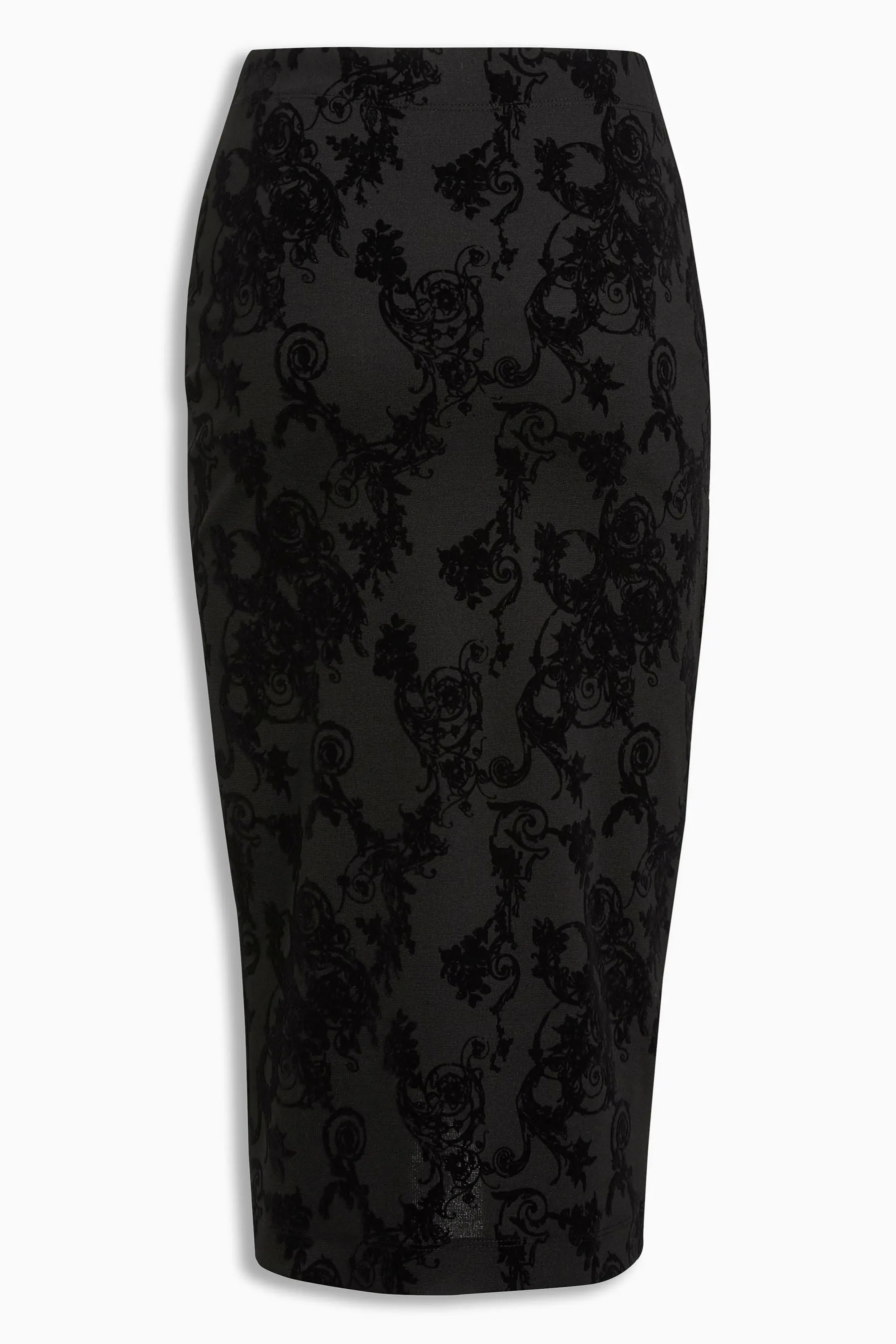 Next Womens Black Flock Pencil Skirt