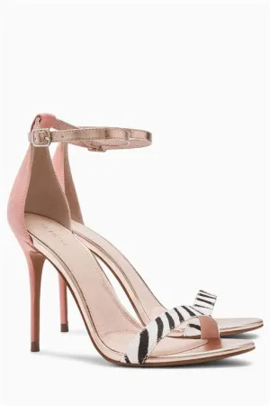 Next Womens Pink / Mono Skinny Sandals