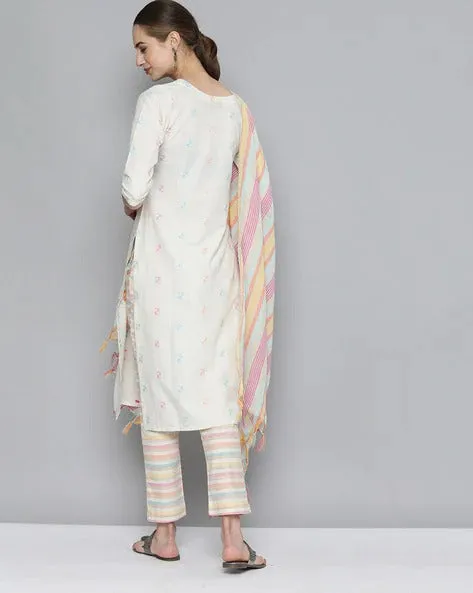 Off-White Pure Handloom Cotton Unstitched Dress Material