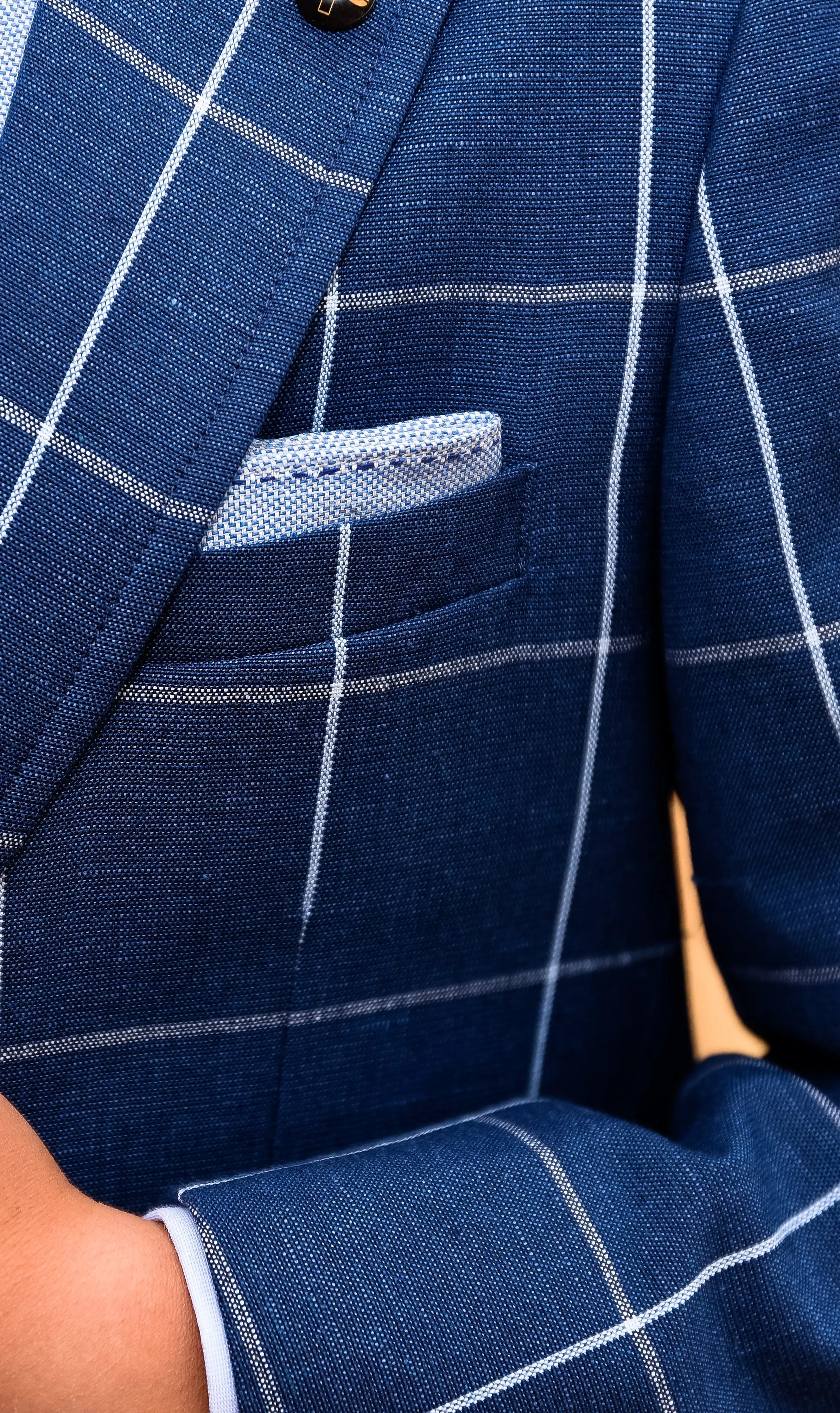 One Varones Boys Dark Blue Check Blazer