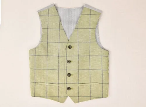 One Varones Boys Green Check Waistcoat