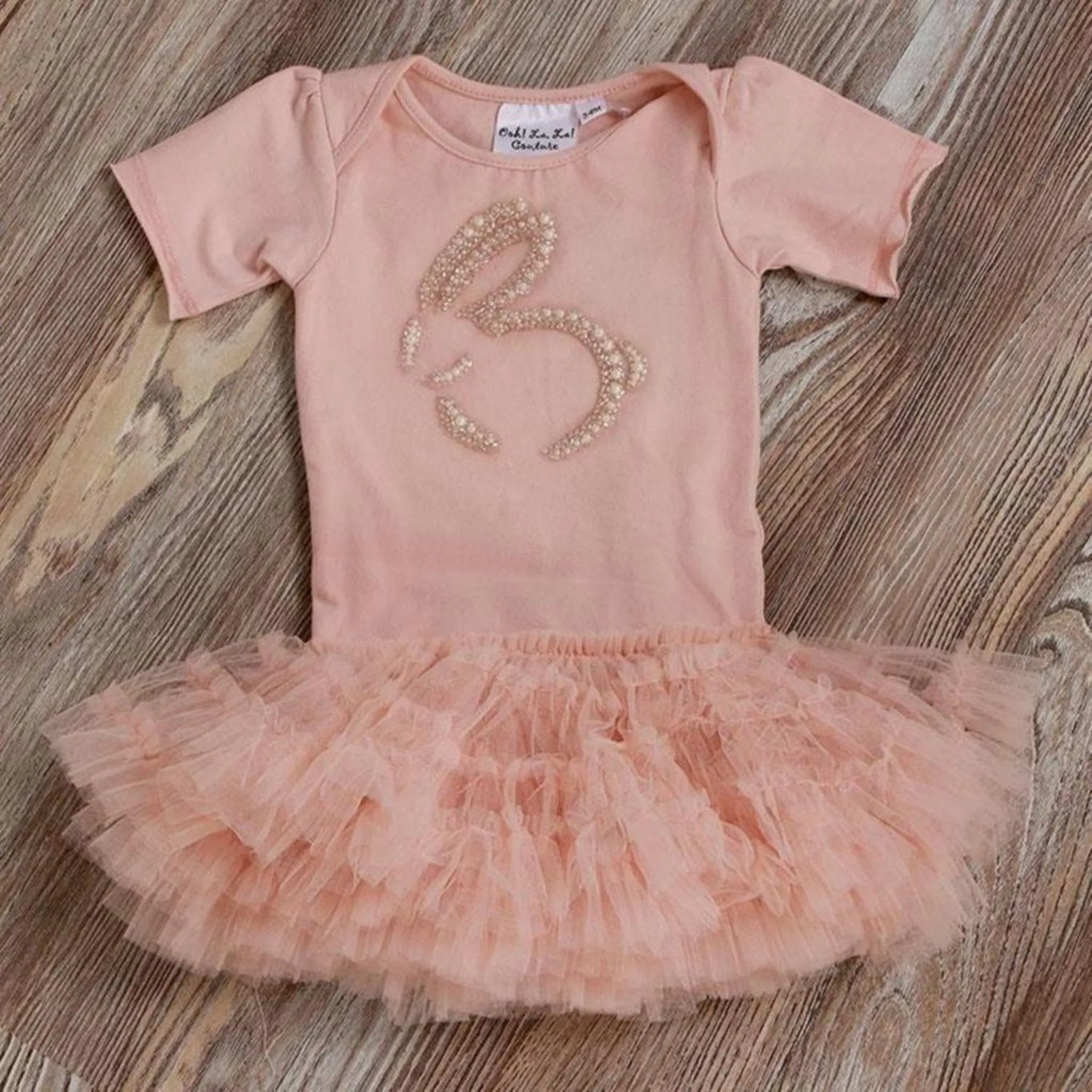 Ooh La La Couture Pink Bunny Shape INFANT Tutu Onesie Dress