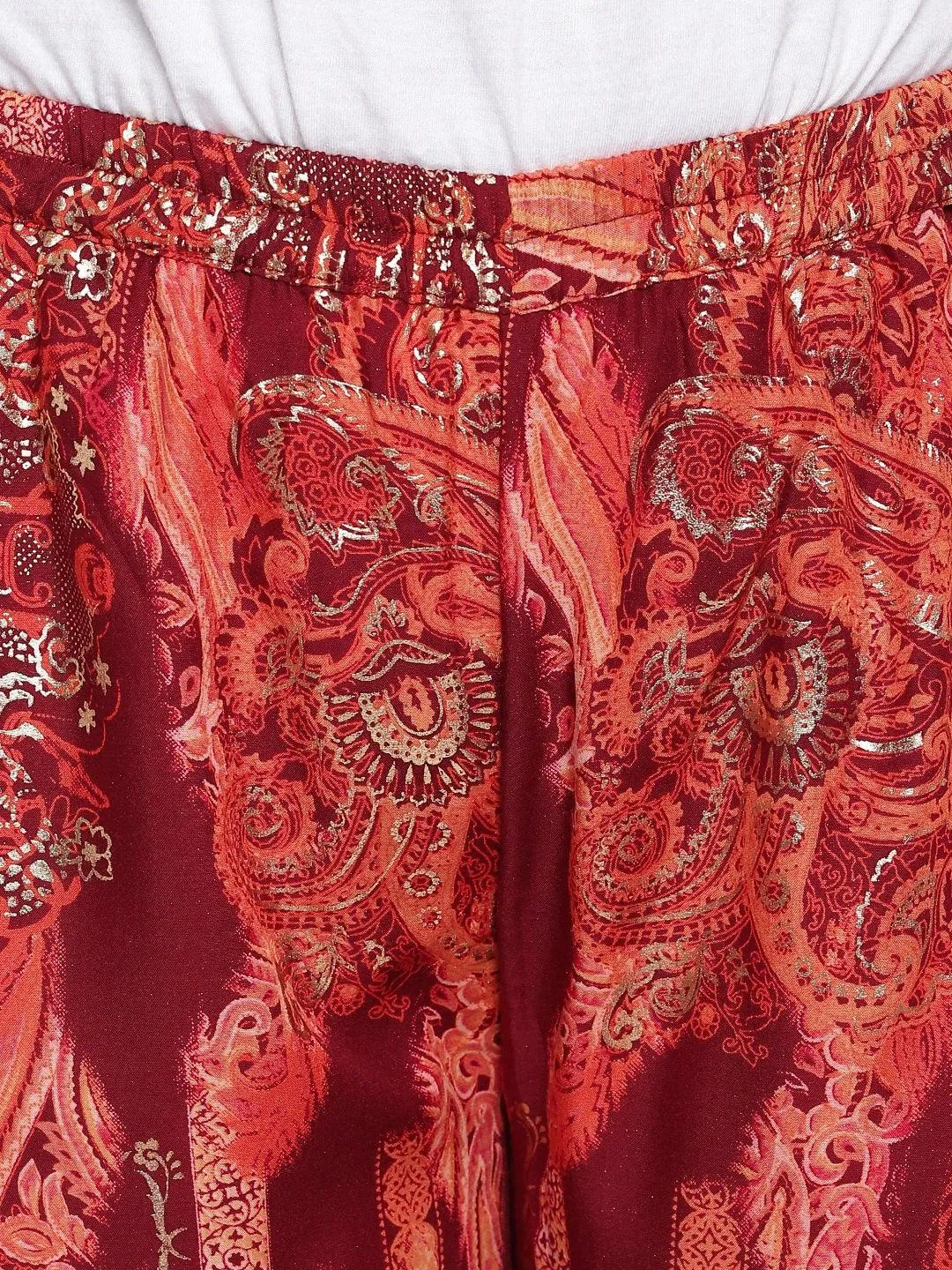 Orange Kurta Foil Pant