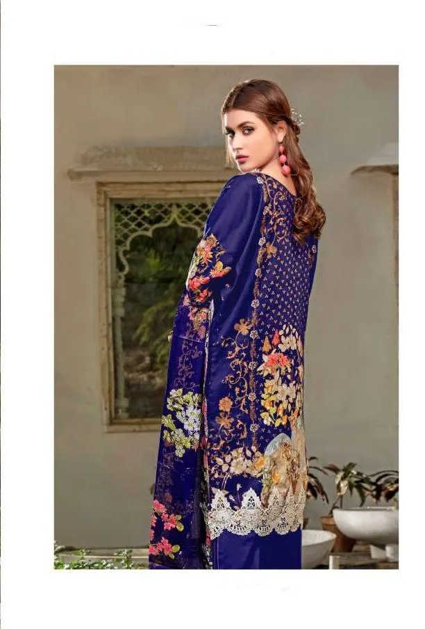 Pakistani Lawn Cotton Blue Salwar Kameez Dress Material