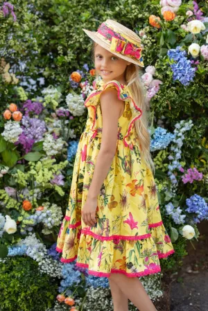 Patachou Girls EXCLUSIVE Botanic YELLOW Print Dress