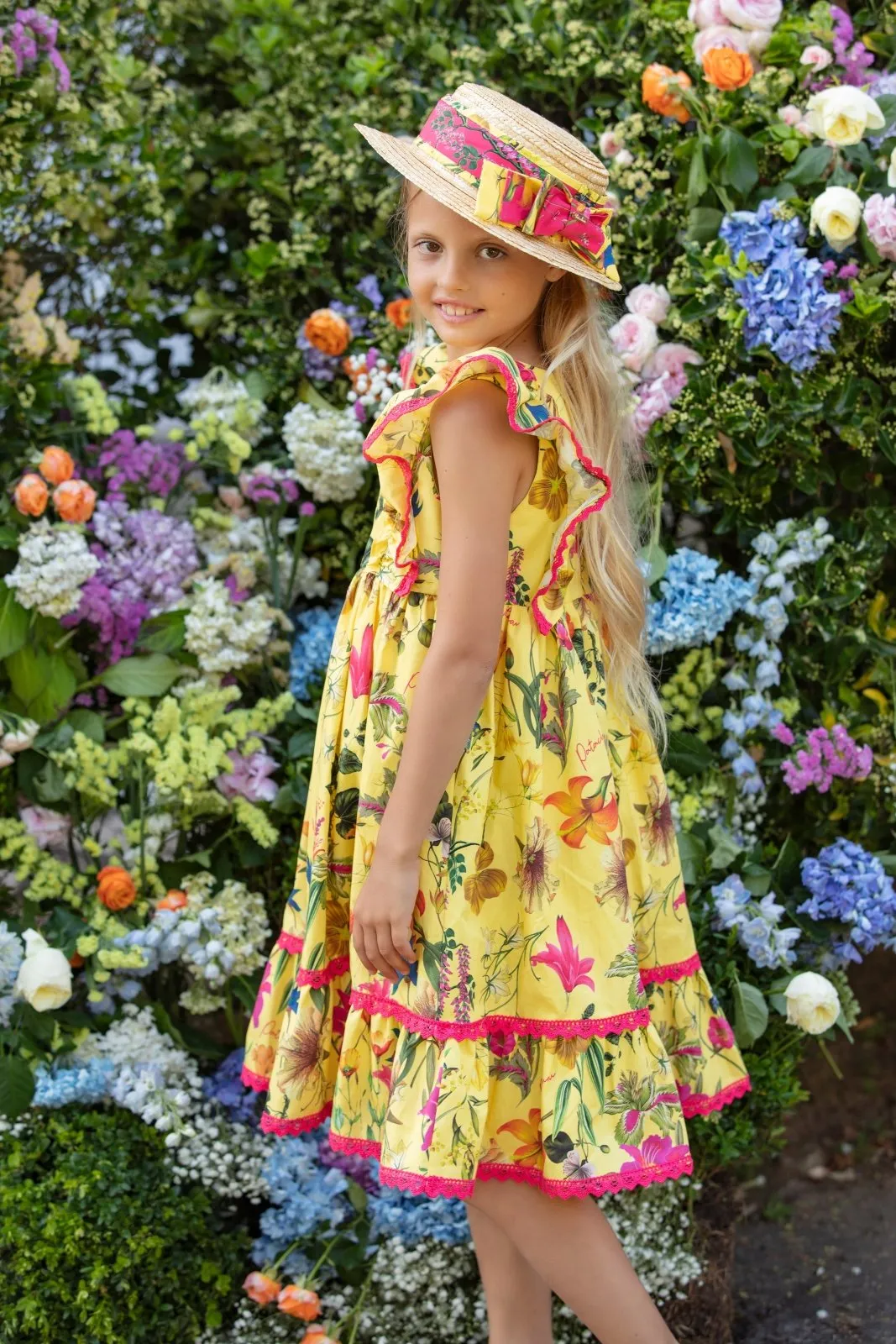 Patachou Girls EXCLUSIVE Botanic YELLOW Print Dress