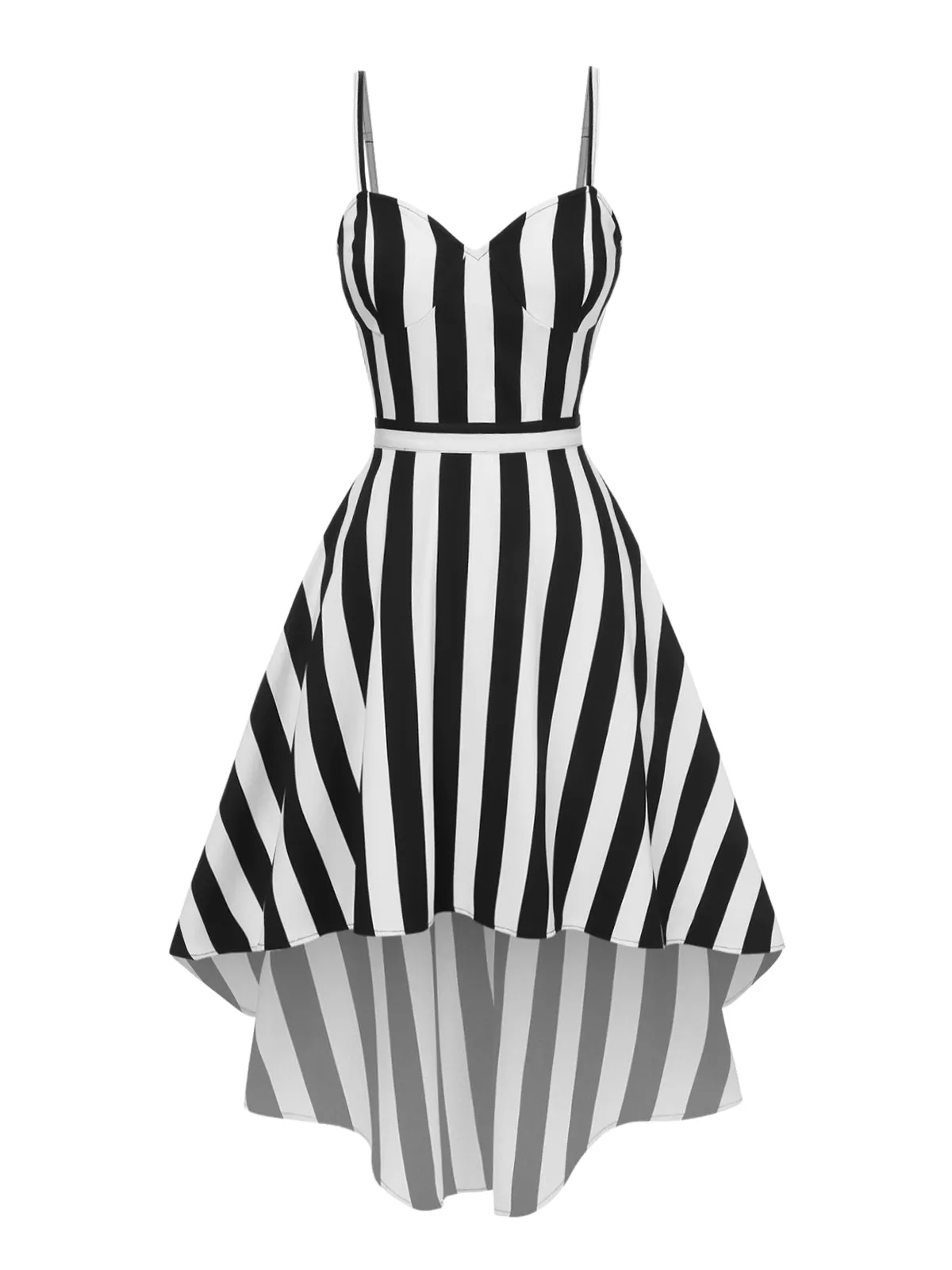 [Pre-Sale] 1950s Spaghetti Strap Halloween Sweetheart Neck Stripes Dress