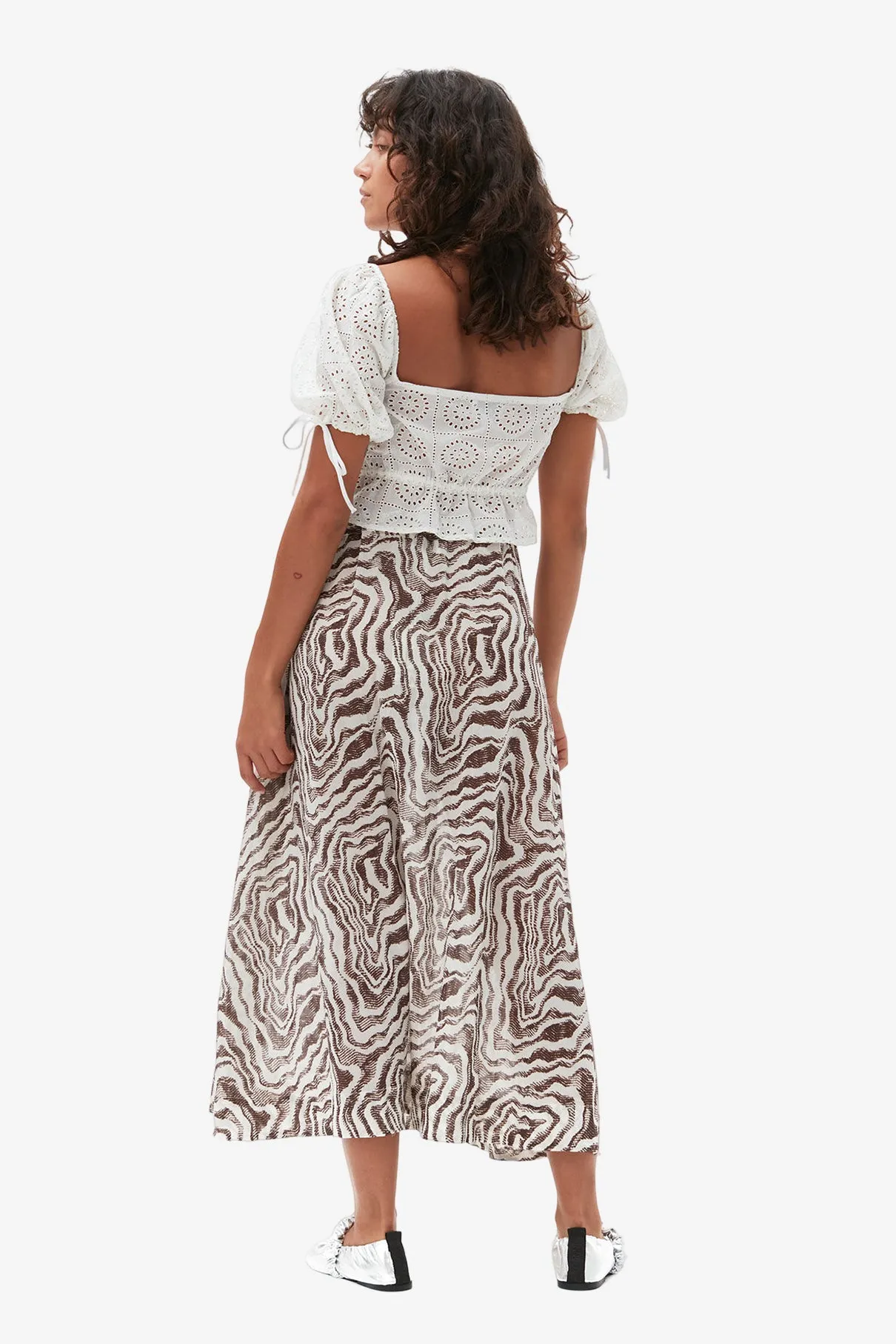 Printed Midi Skirt - Egret