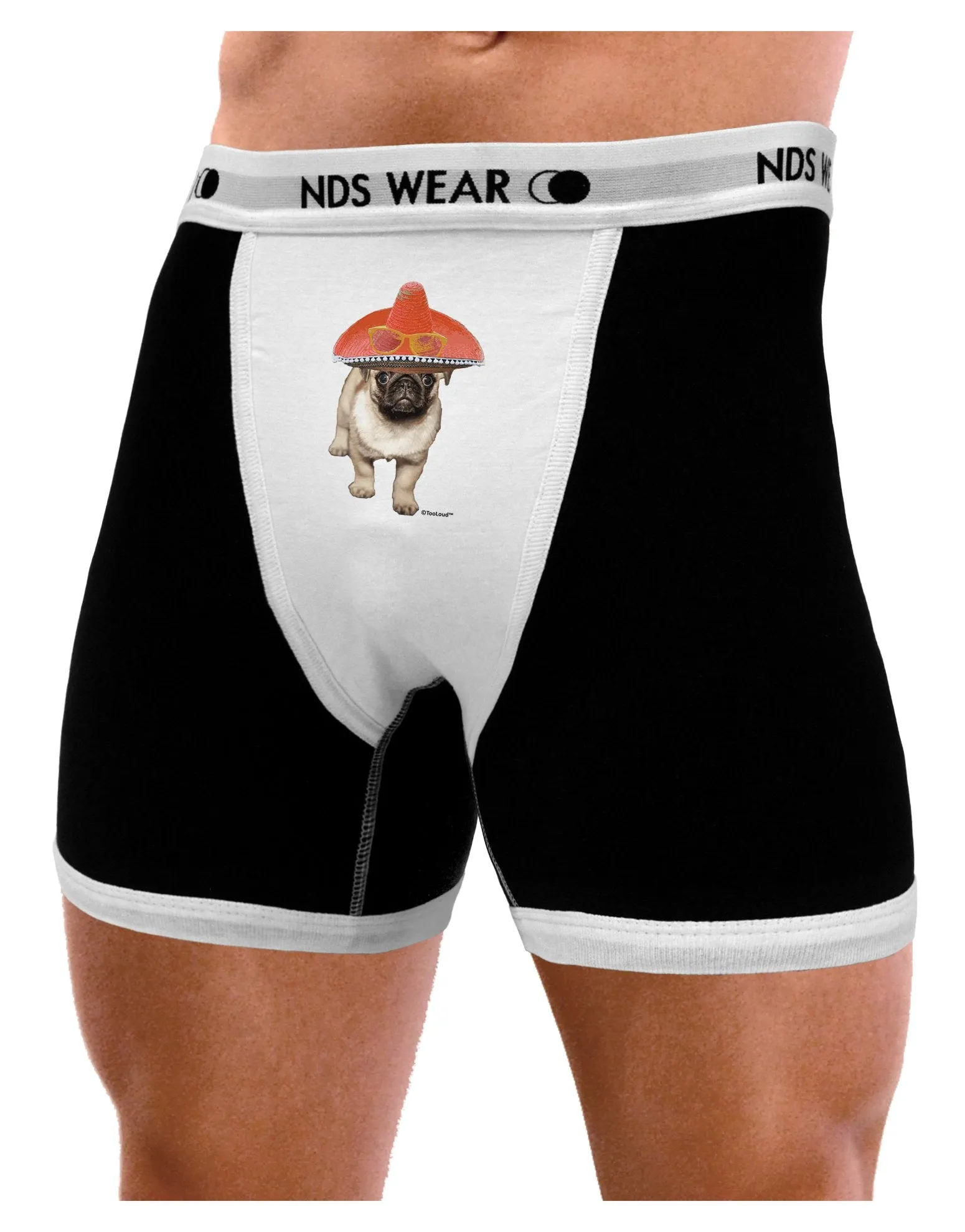 Pug Dog with Pink Sombrero Mens Boxer Brief Underwear by TooLoud