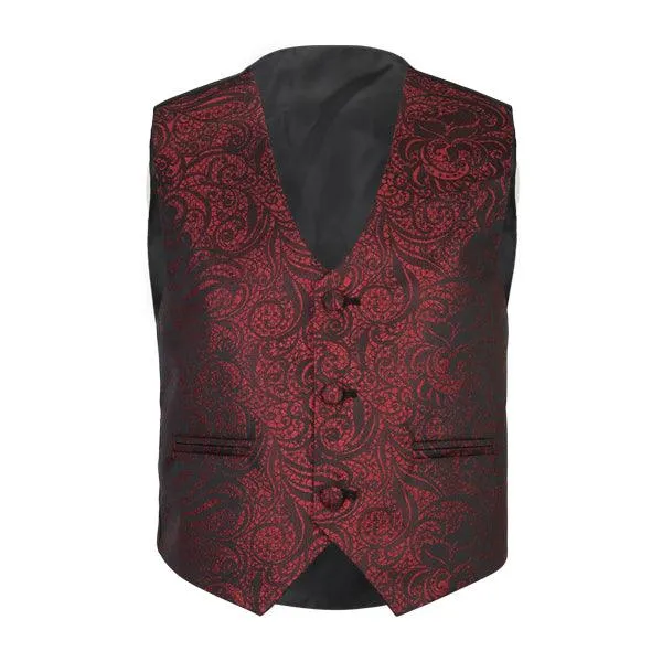 RED DAMASK 3 PIECE SUIT WITH BOW-TIE