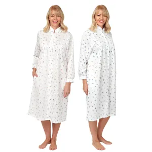 SALE Marlon Lightweight Mock Quilt Button Front Floral Dressing Gown