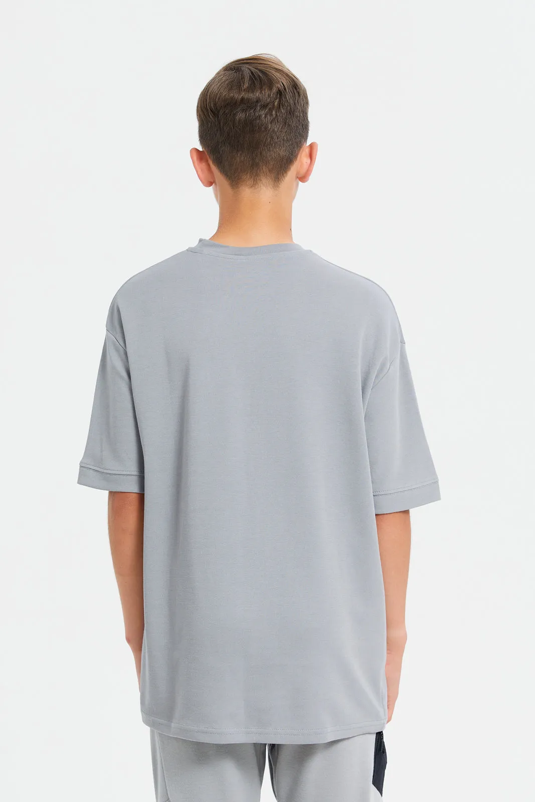 Senior Boys Grey Short Sleeve Oversize T-Shirt