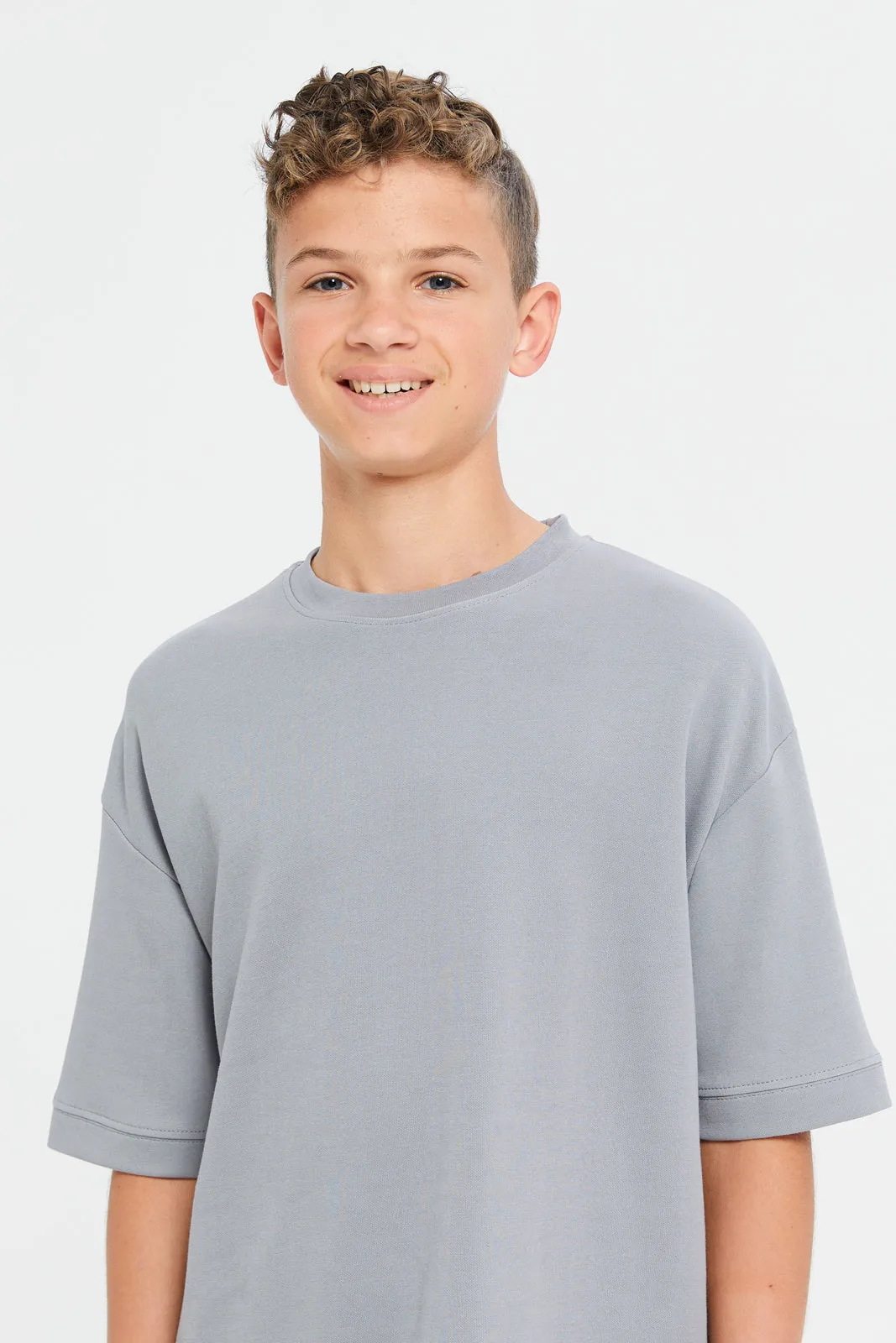 Senior Boys Grey Short Sleeve Oversize T-Shirt