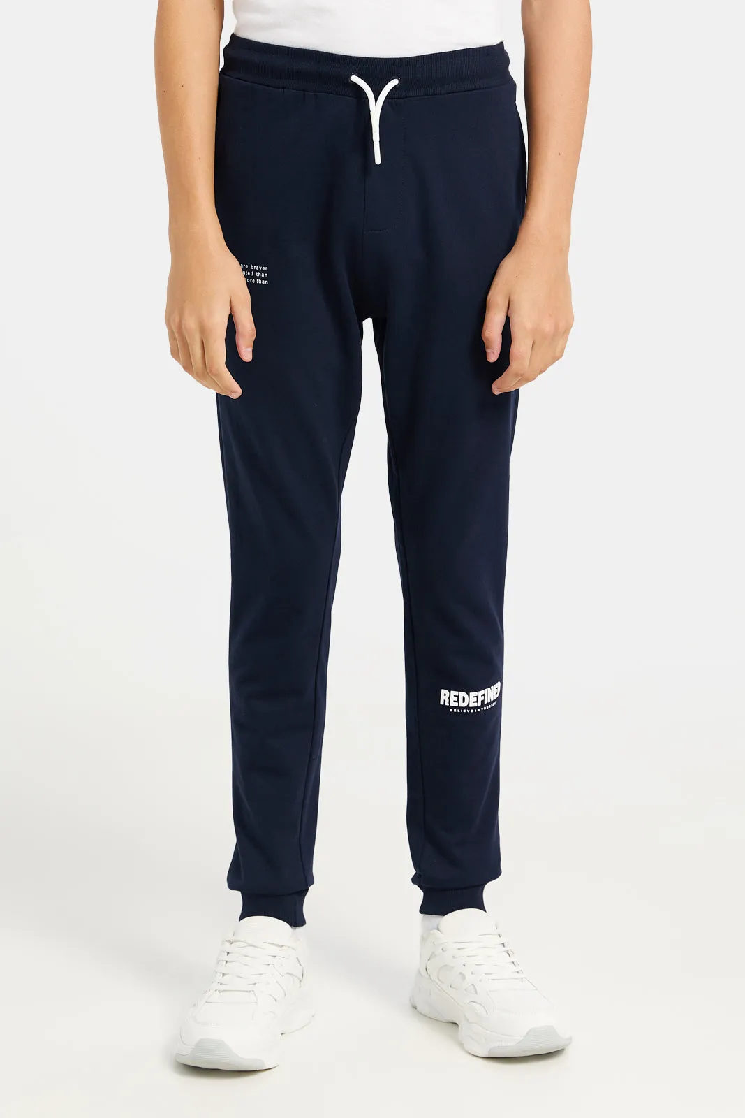 Senior Boys Navy Basic Crew Neck Jog Set (2 Piece)