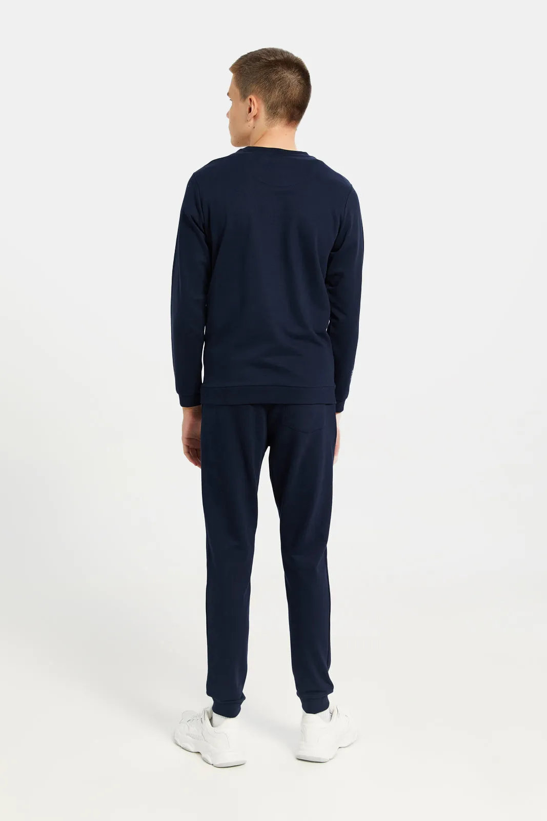 Senior Boys Navy Basic Crew Neck Jog Set (2 Piece)