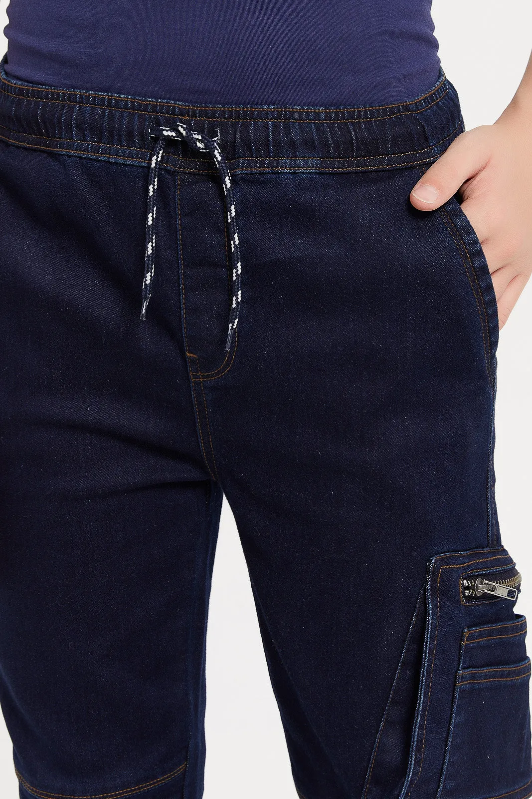 Senior Boys Navy Cargo Jeans