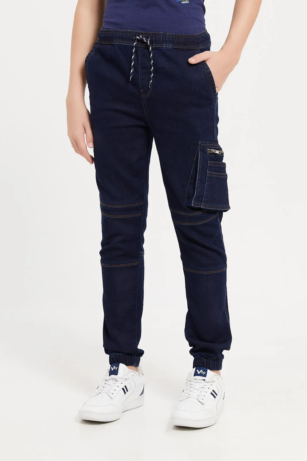 Senior Boys Navy Cargo Jeans