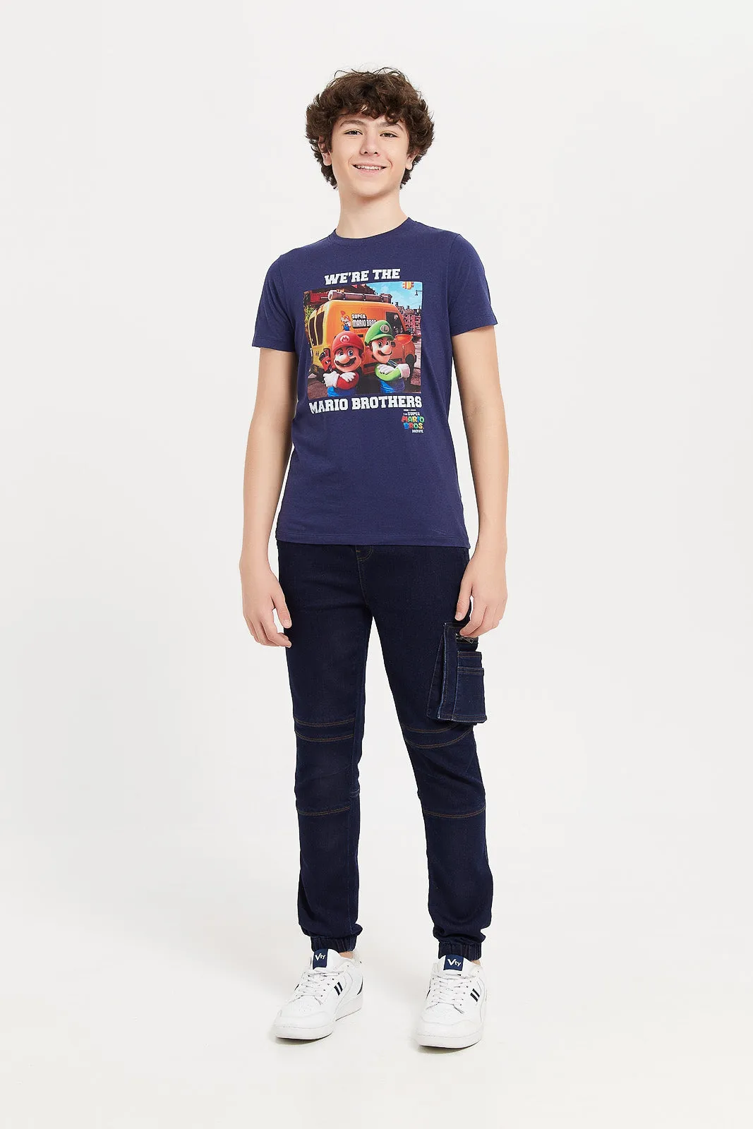 Senior Boys Navy Cargo Jeans