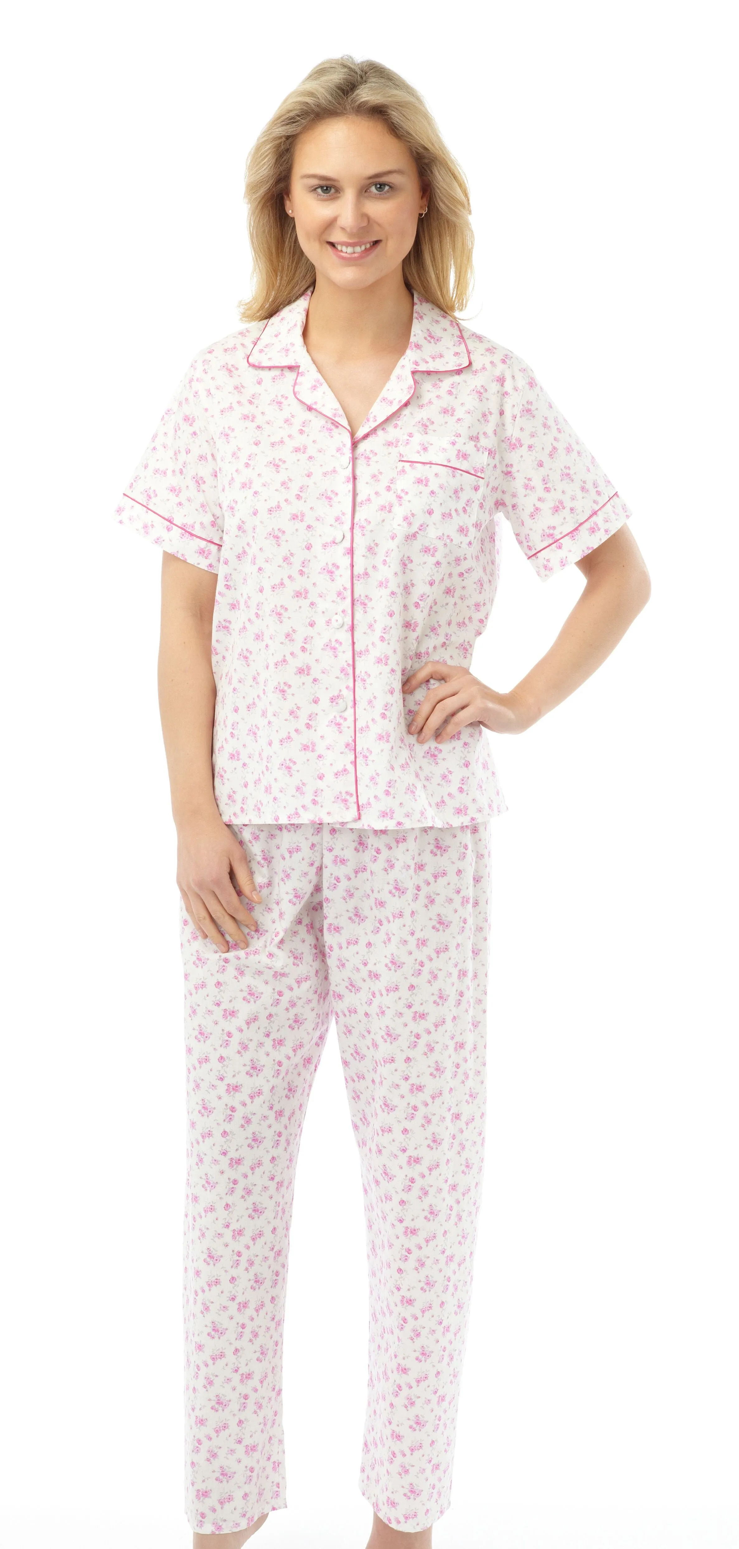 Short Sleeve Cotton Polyester Floral Pyjamas