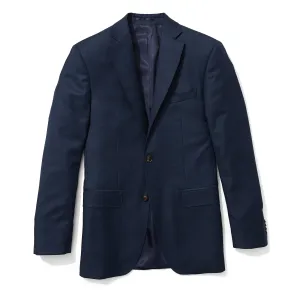 Slim Italian Wool Suit - Navy Sharkskin