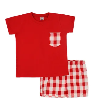 SS24 Rapife Boys Red & White Check Short Set