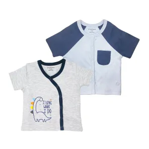 T-Shirt Half Sleeves Boys 2Pc Set - Blue/Grey