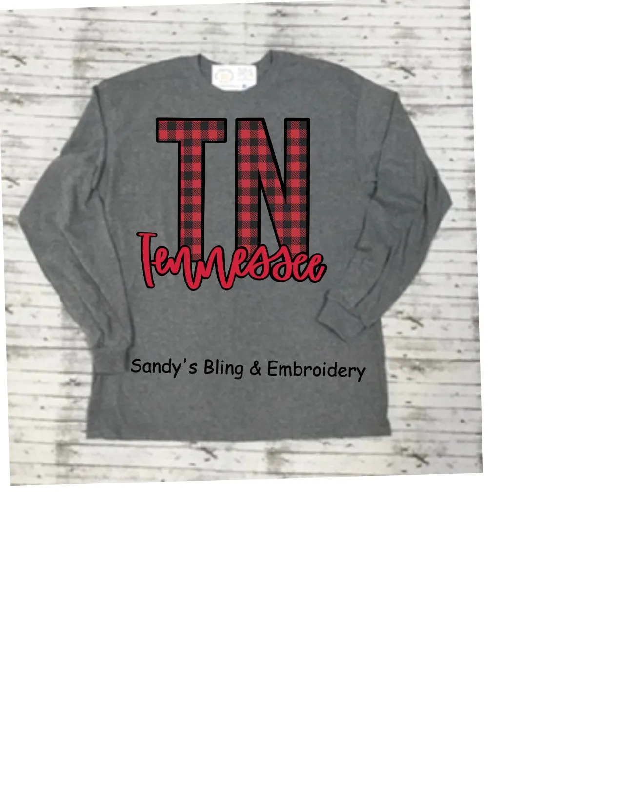 Tennessee Red & Black Buffalo Plaid Long sleeved T-shirt Adult Small-3X