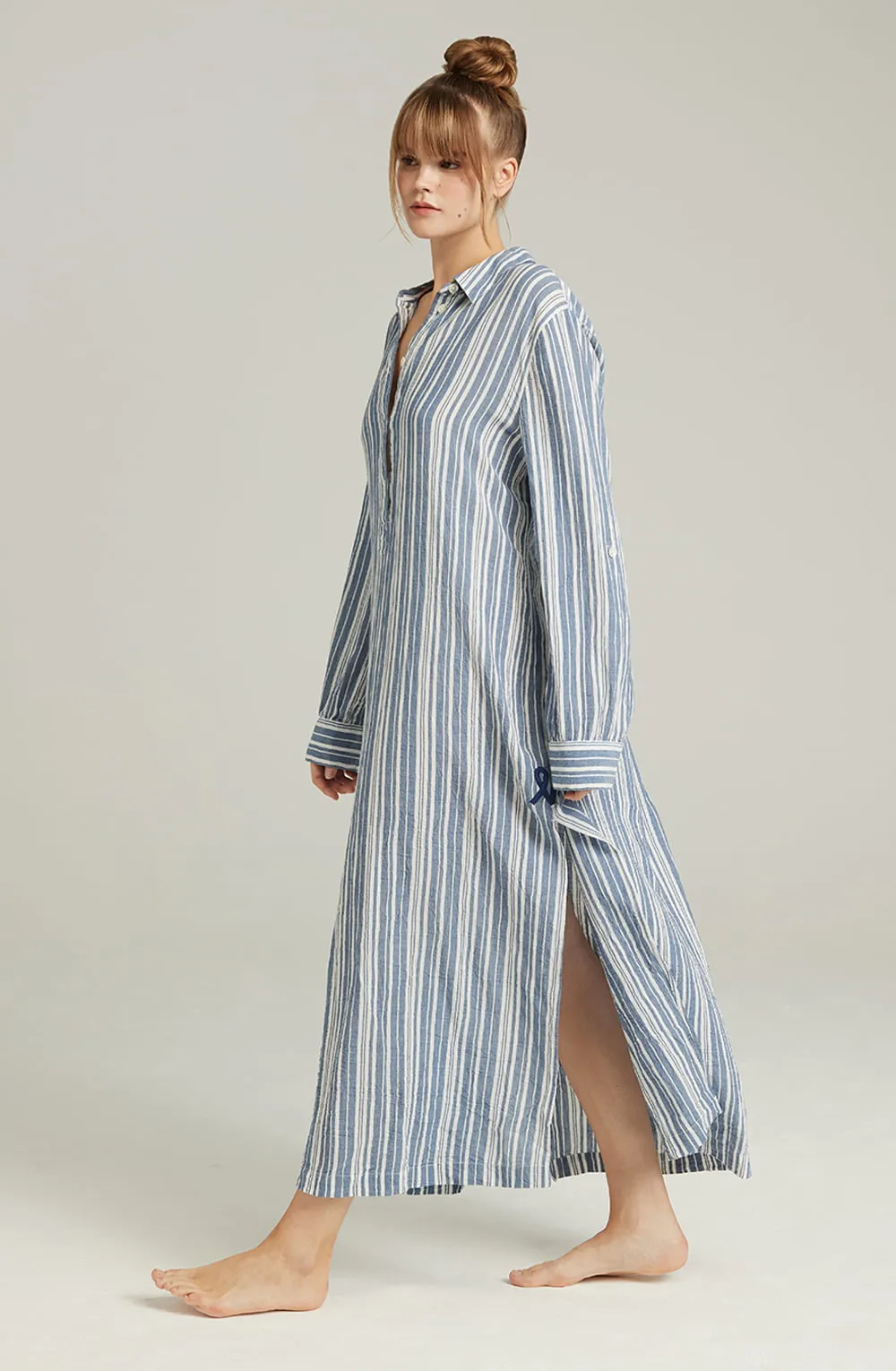 The Maxi Shirt French Navy Stripe